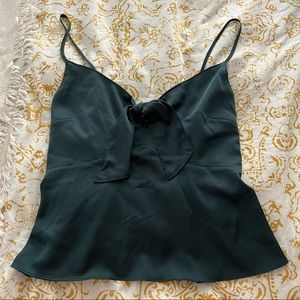 Satin tie front tank